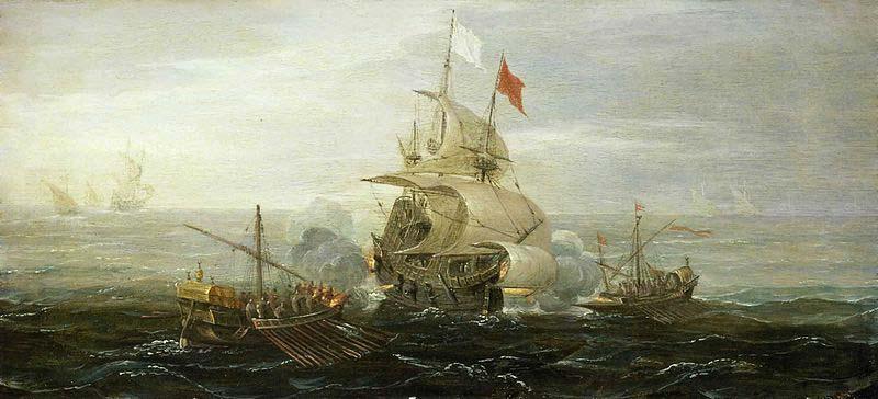 Aert Anthonisz A French Ship and Barbary Pirates Germany oil painting art